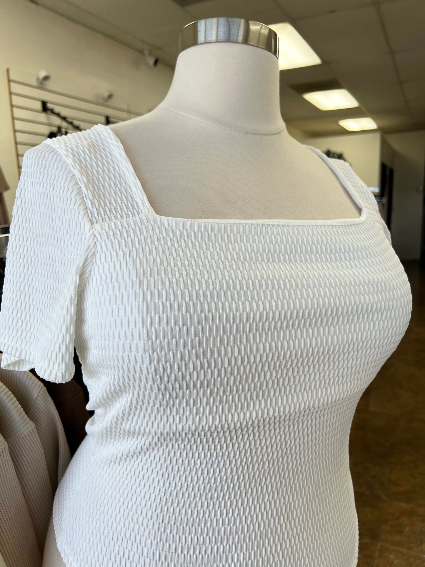 Textured Square Neck Top