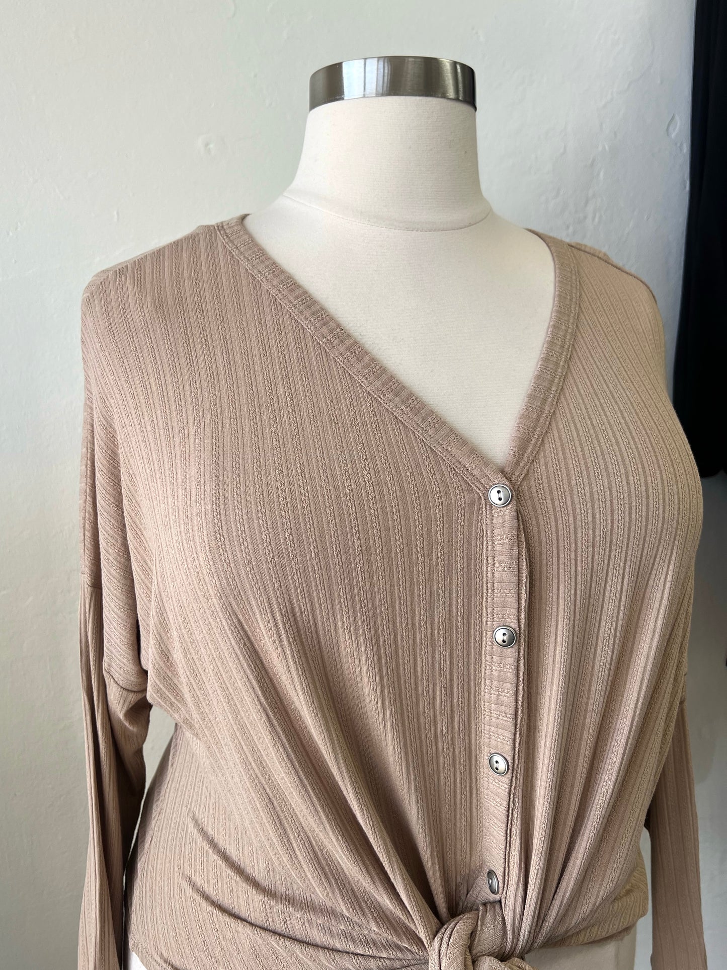 Ribbed Button Top