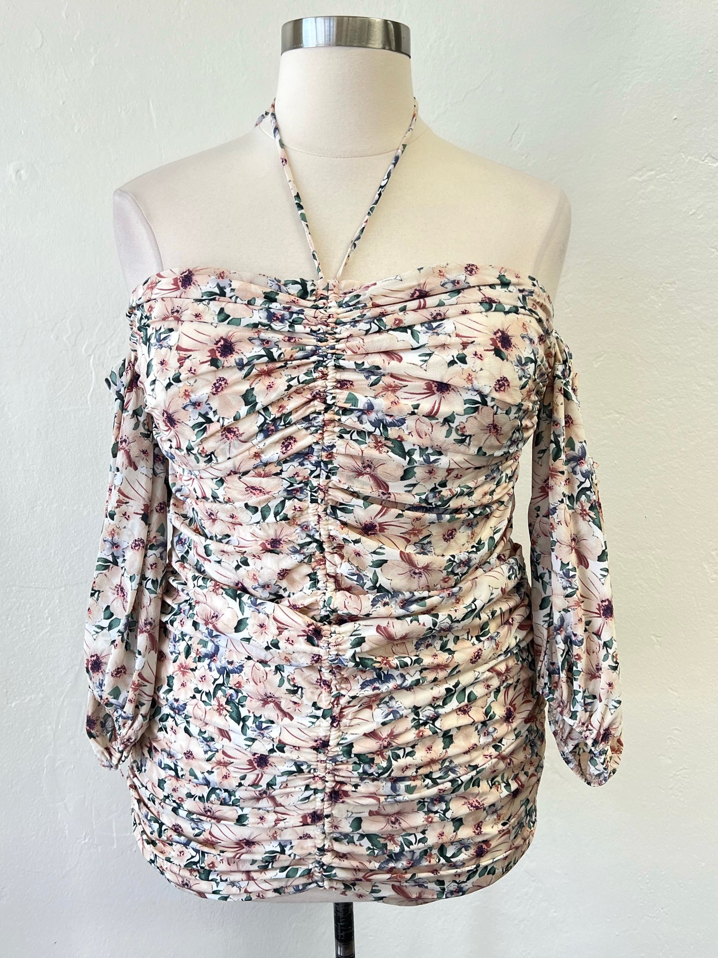 Mini Floral Ruched Dress