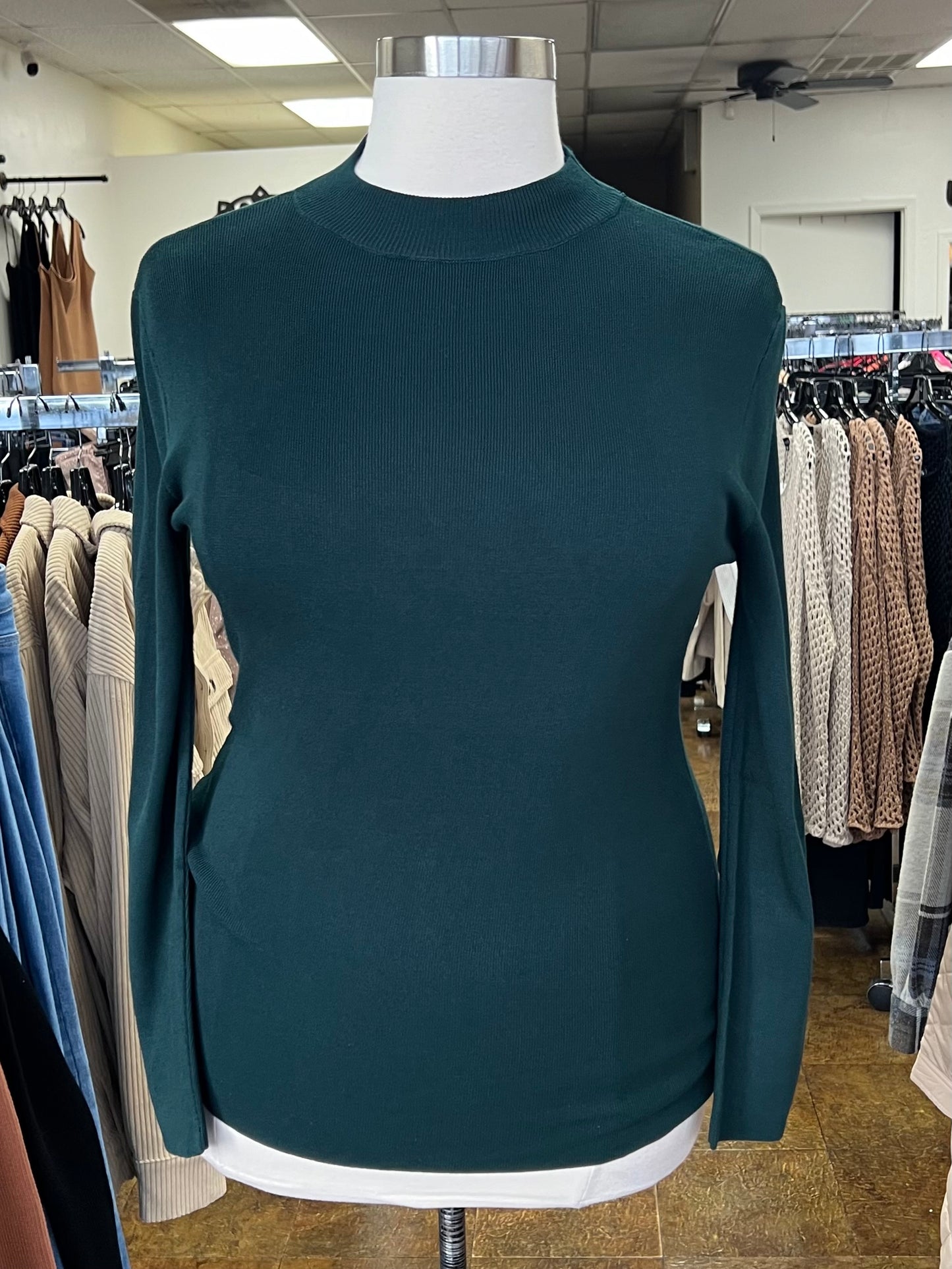 Mock Neck Ribbed Sweater