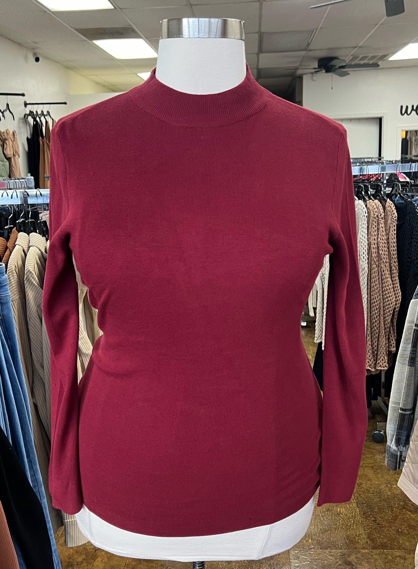 Mock Neck Ribbed Sweater