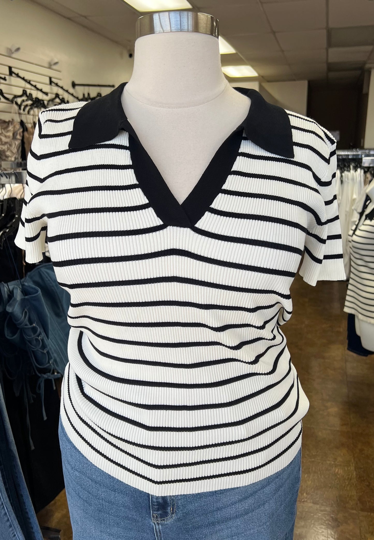 Striped Collar Top