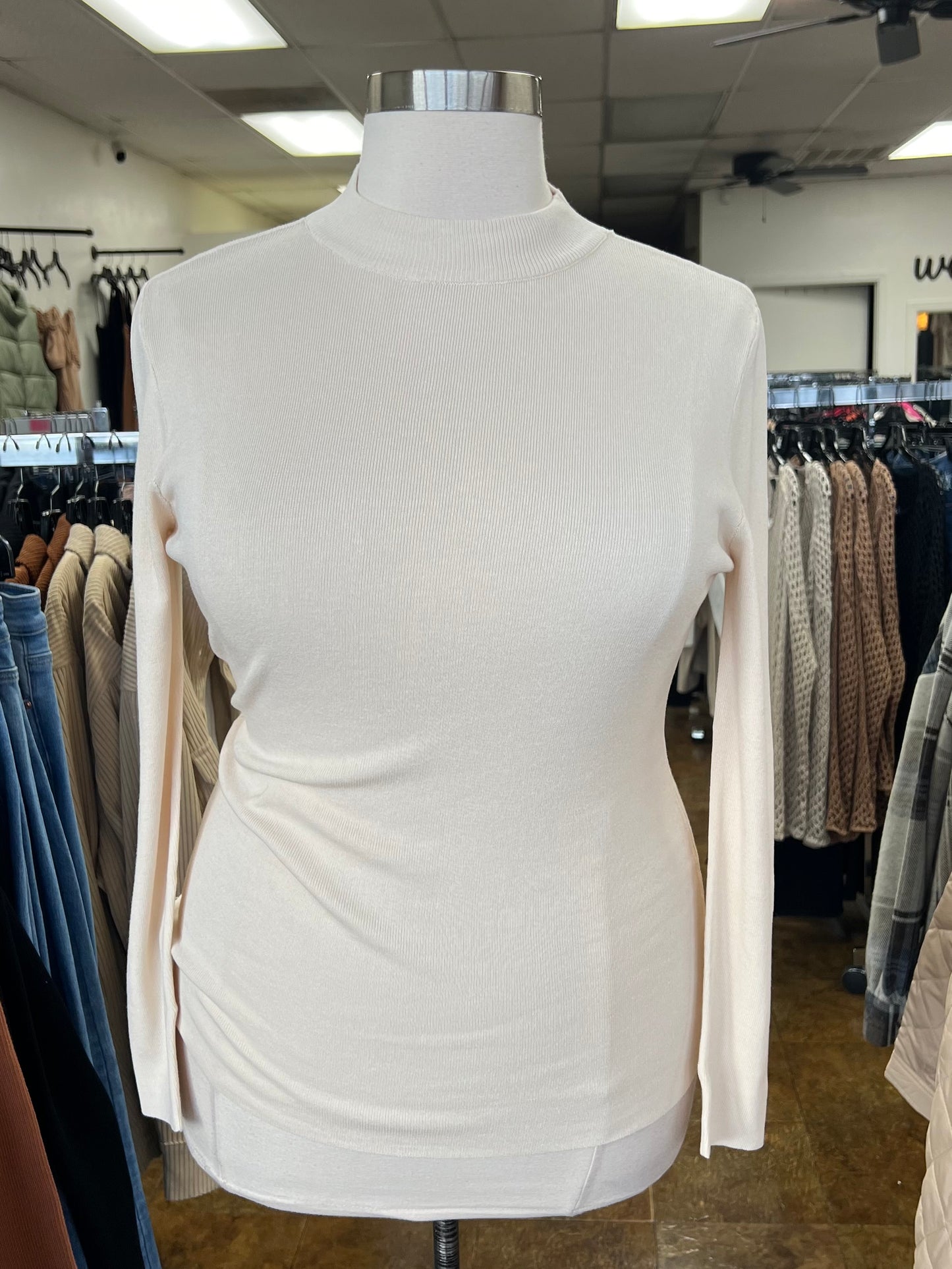 Mock Neck Ribbed Sweater