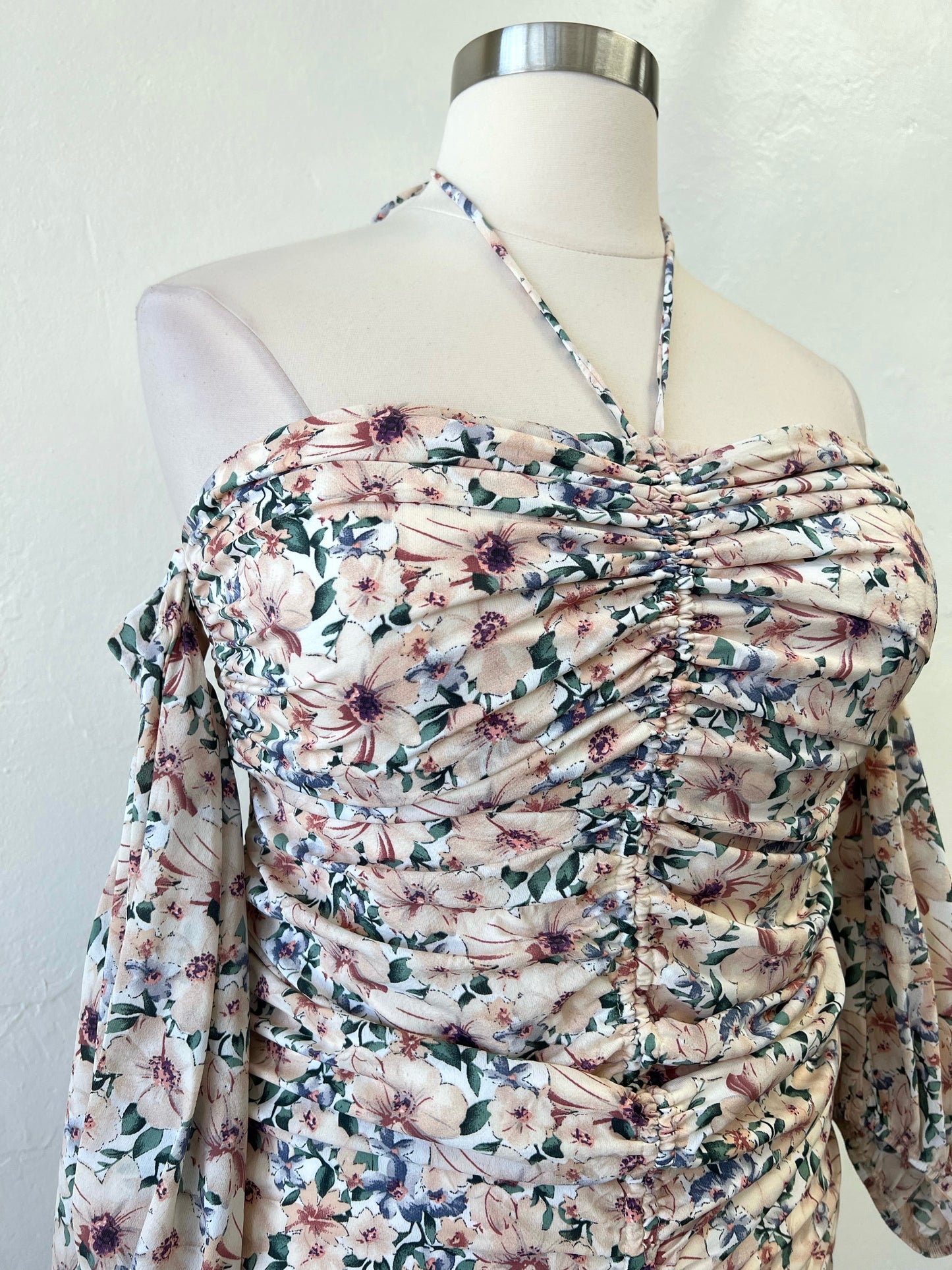 Mini Floral Ruched Dress