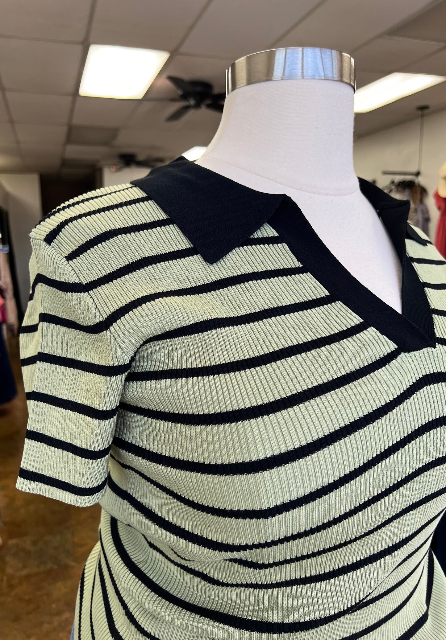 Striped Collar Top