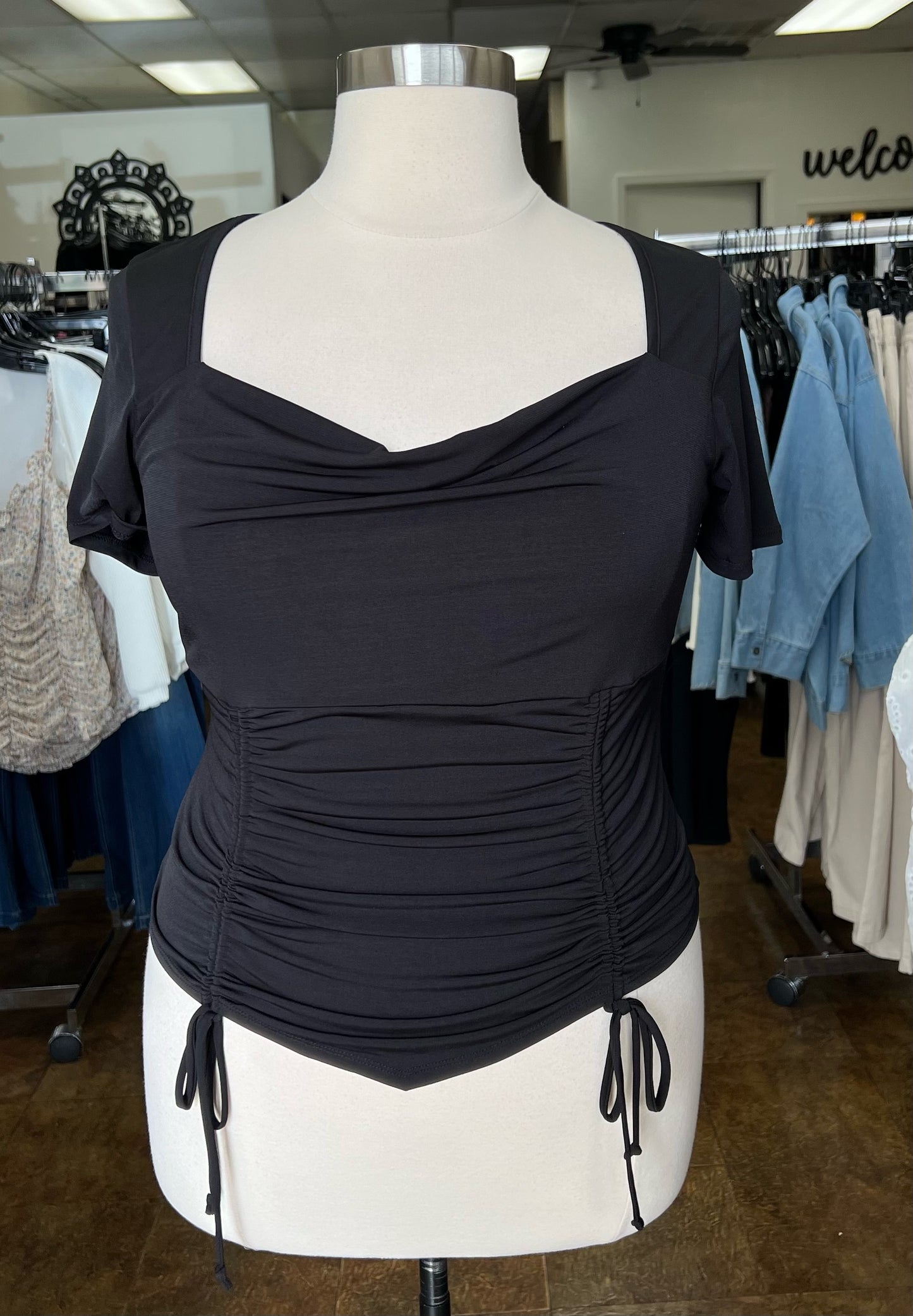 Ruched Cowl Neck Top