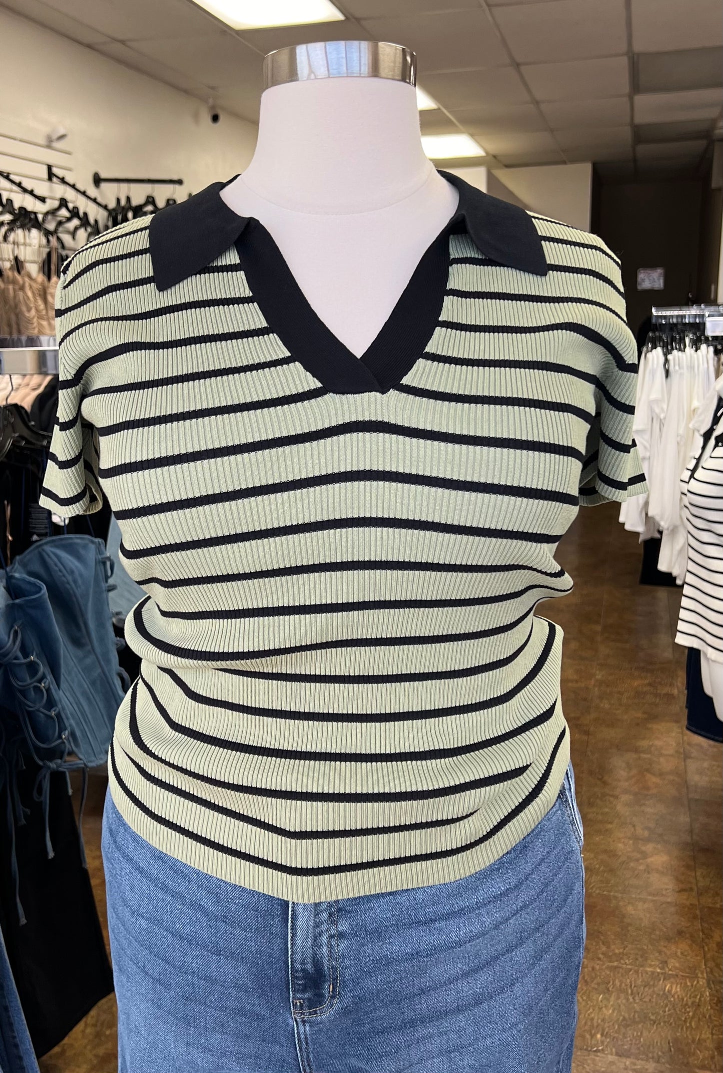 Striped Collar Top