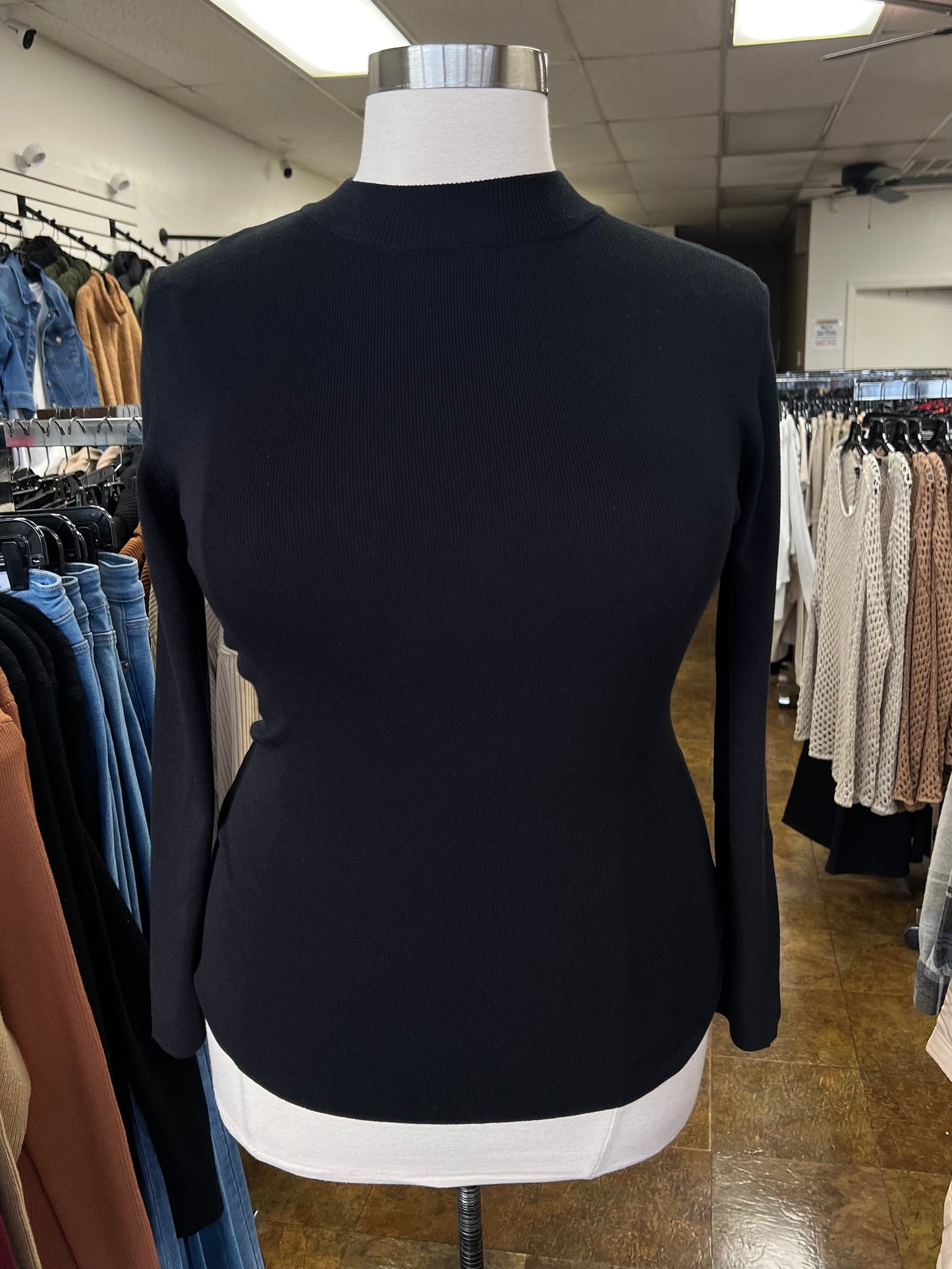 Mock Neck Ribbed Sweater