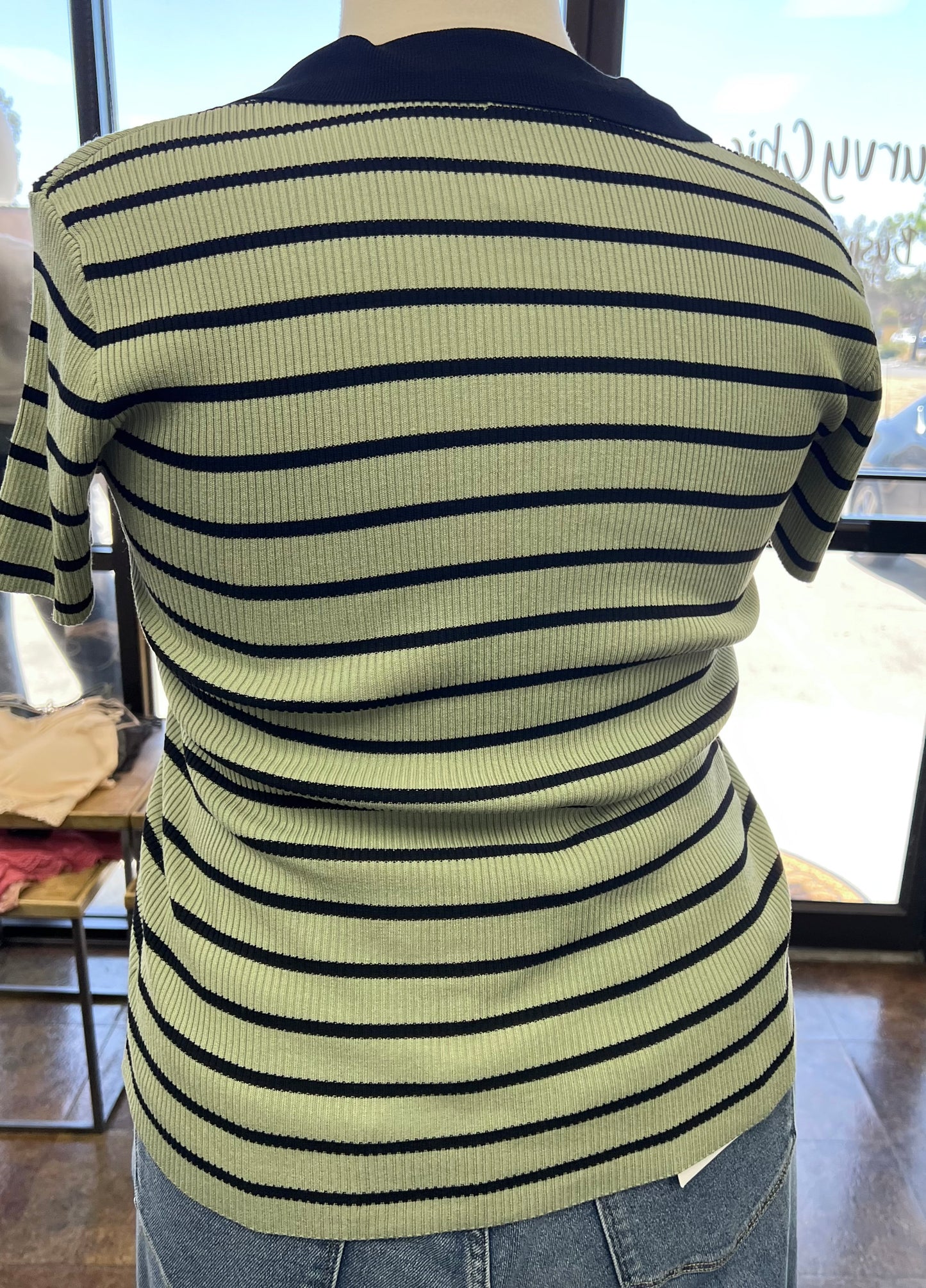 Striped Collar Top