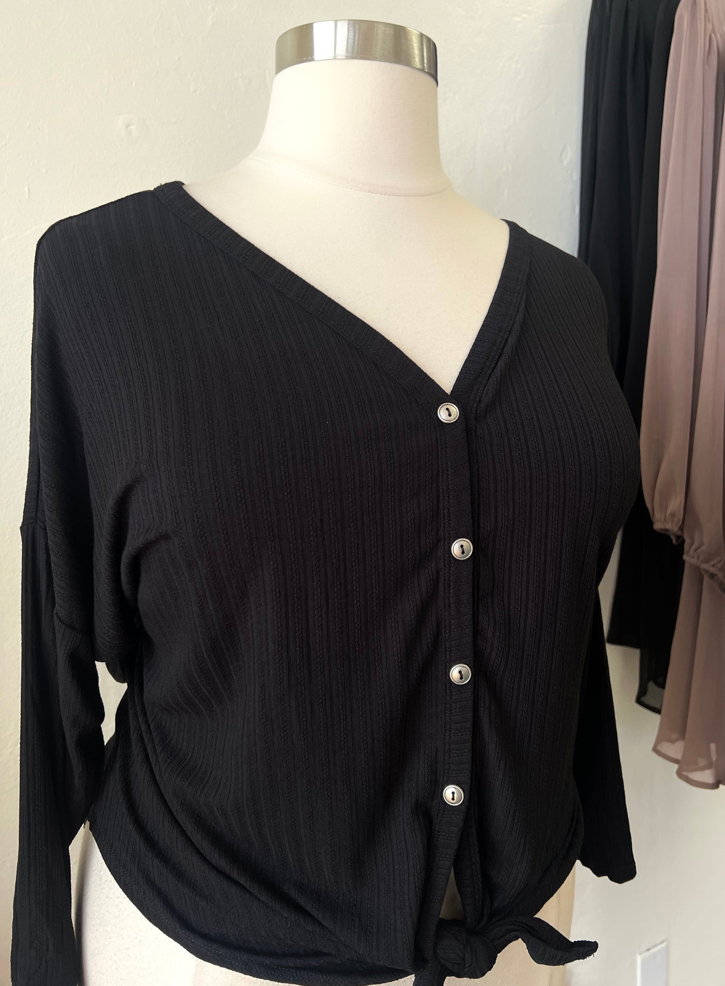 Ribbed Button Top