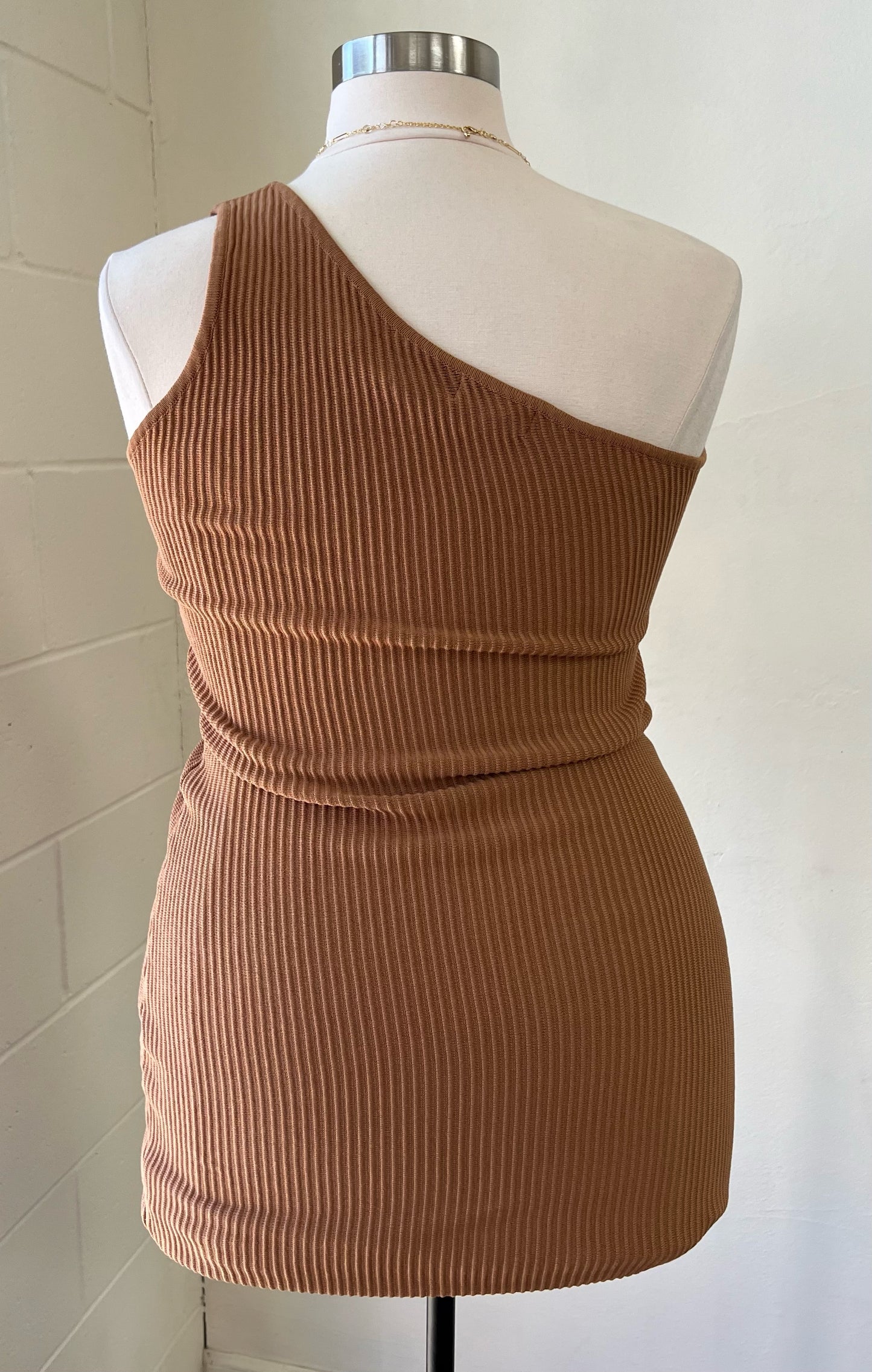 One Shoulder Ribbed Dress