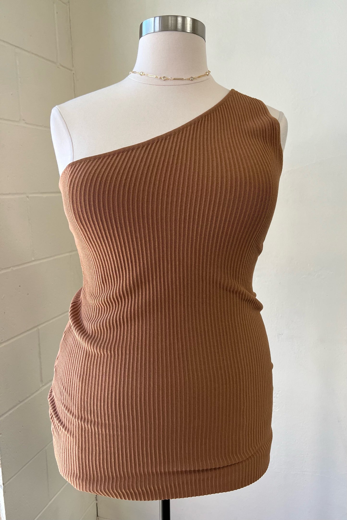 One Shoulder Ribbed Dress