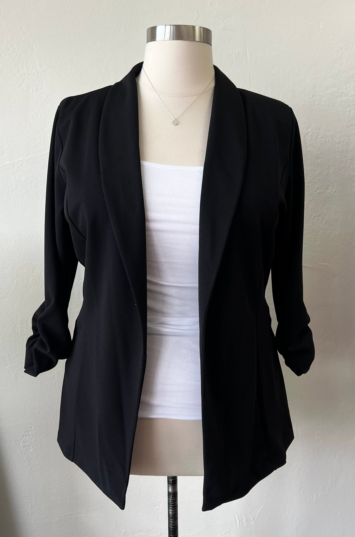 Crepe Solid Long Blazer