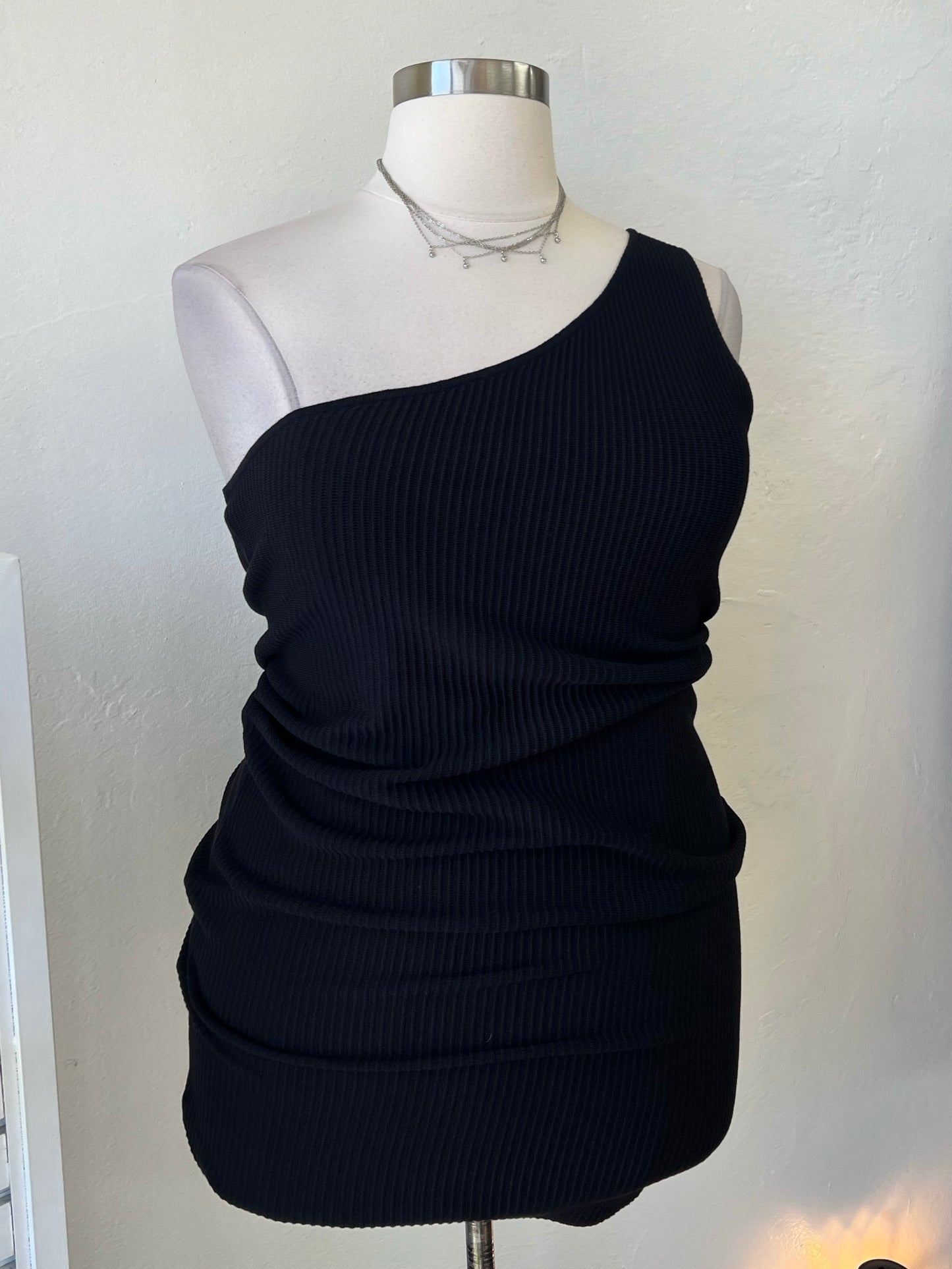 One Shoulder Ribbed Dress