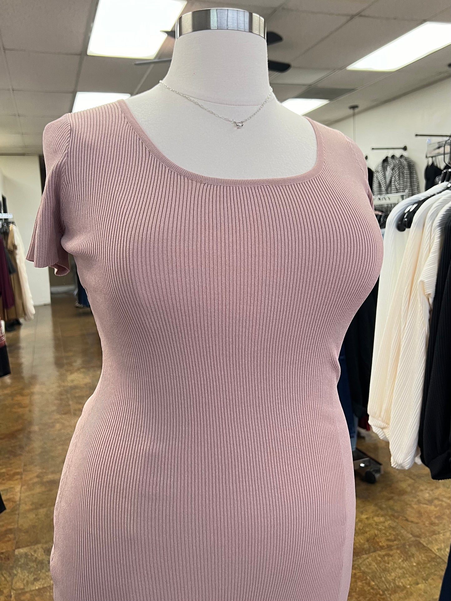 Ribbed Scoop Dress (Mauve Only)