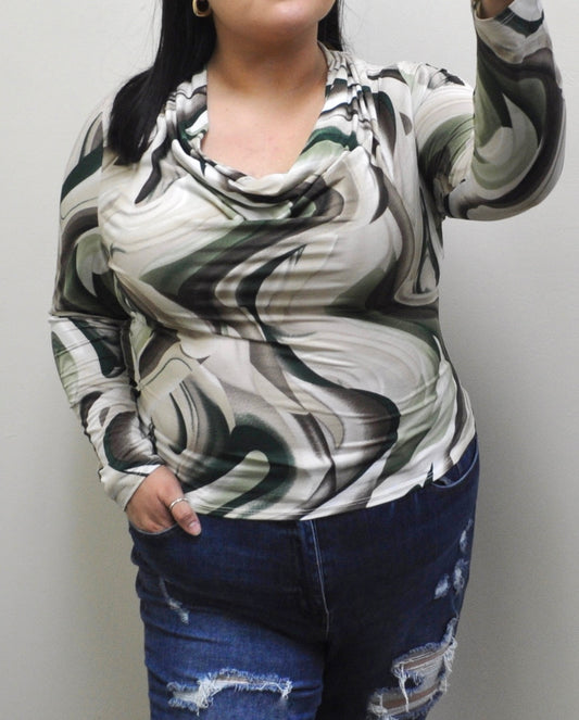 Marble Cowl Neck Top