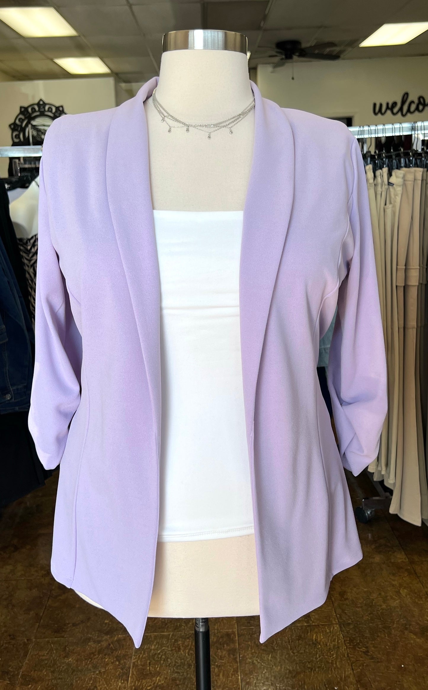 Crepe Solid Long Blazer