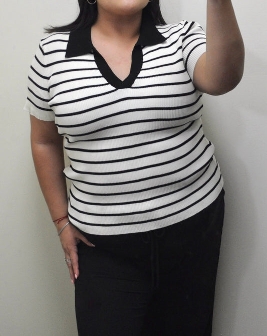 Striped Collar Top