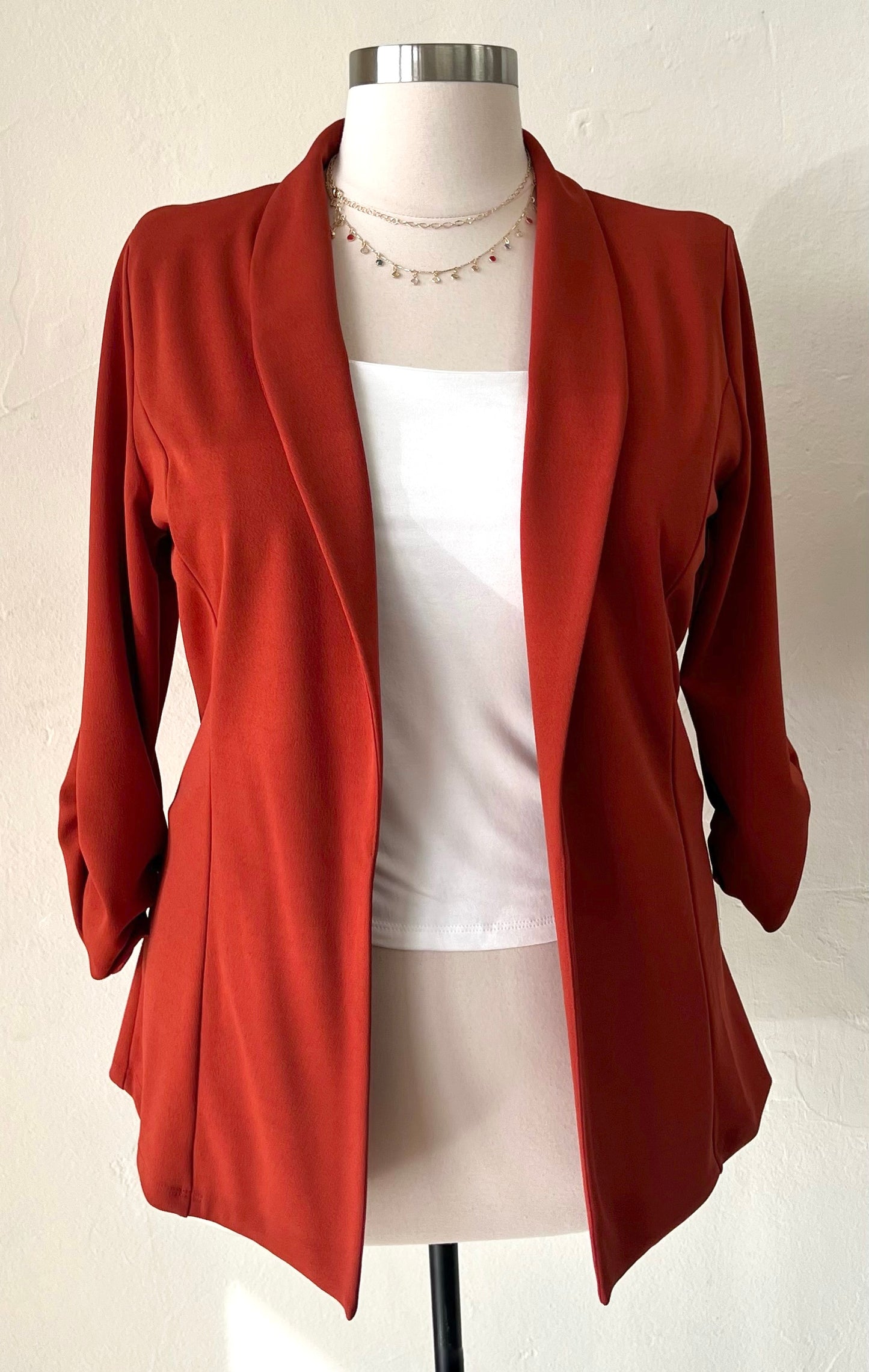 Crepe Solid Long Blazer