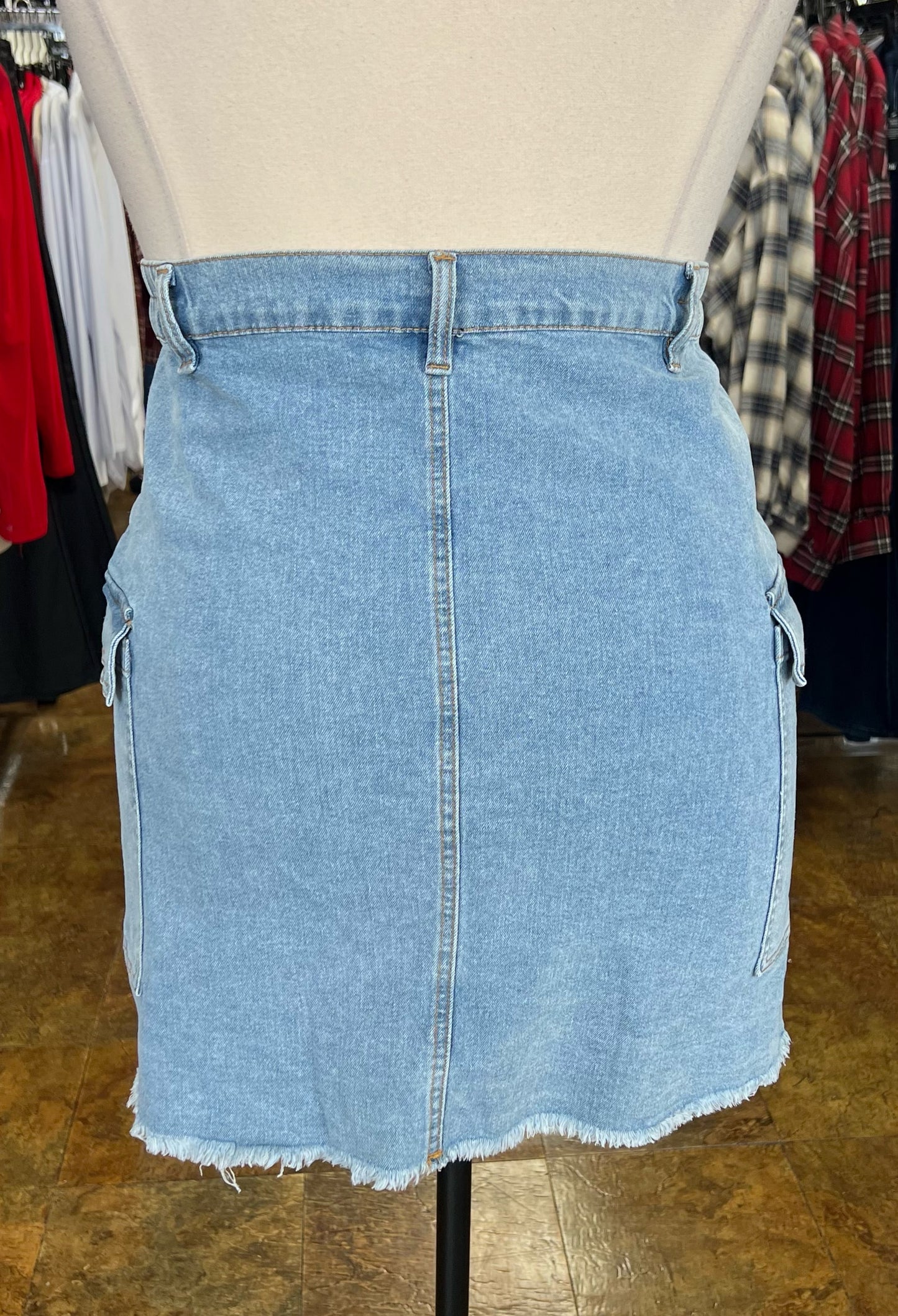 Cargo Style Denim Skirt