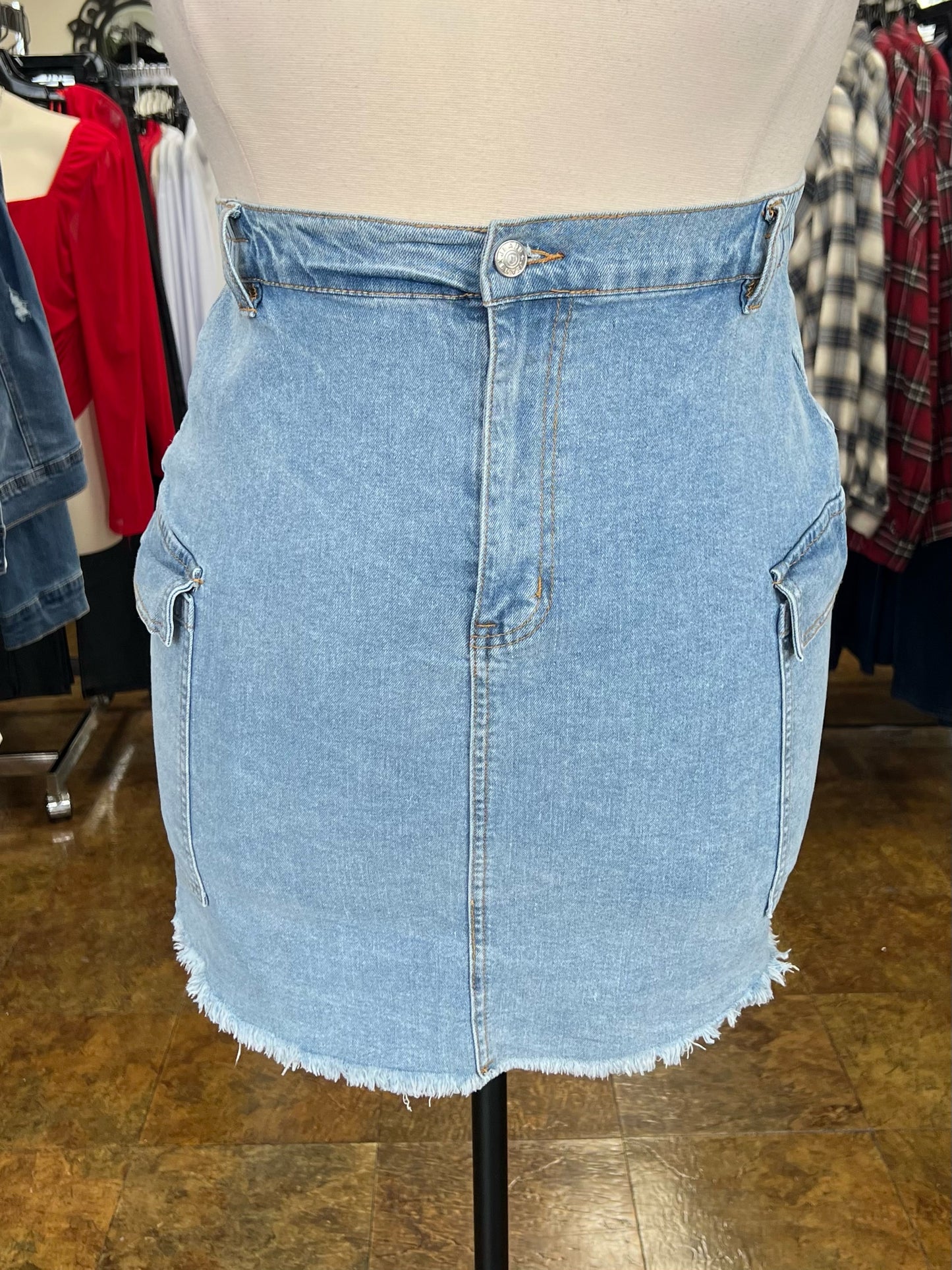 Cargo Style Denim Skirt