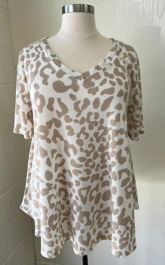 Leopard Waffle Knit Top