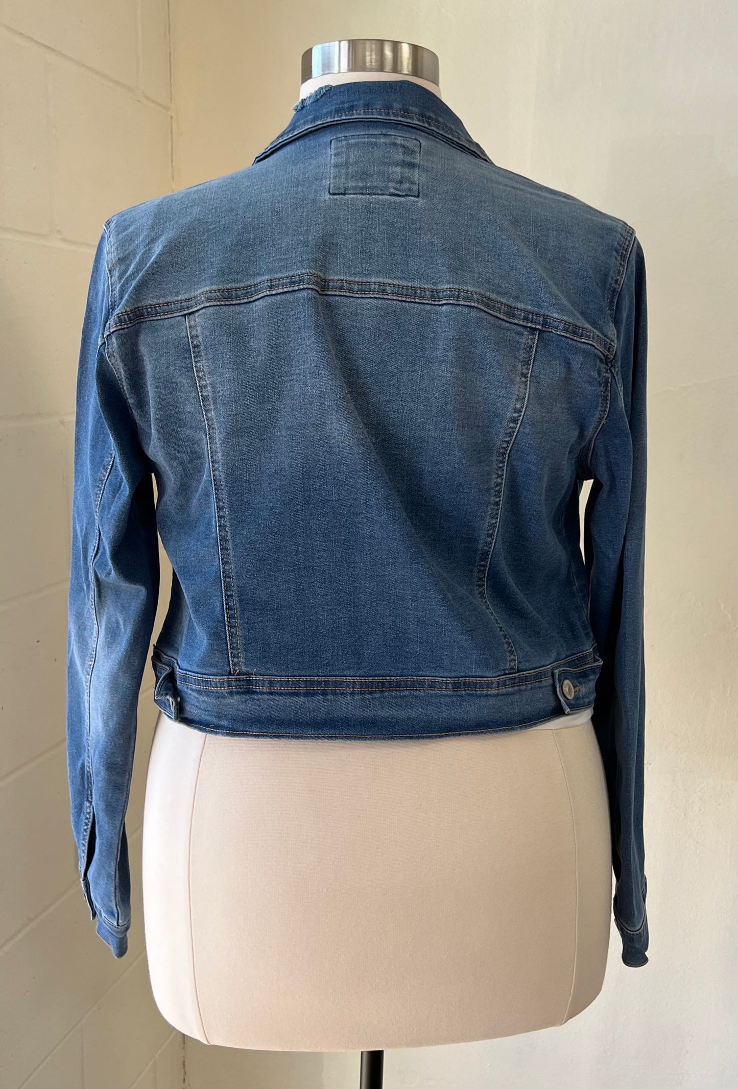 Cropped Distressed Denim Jacket